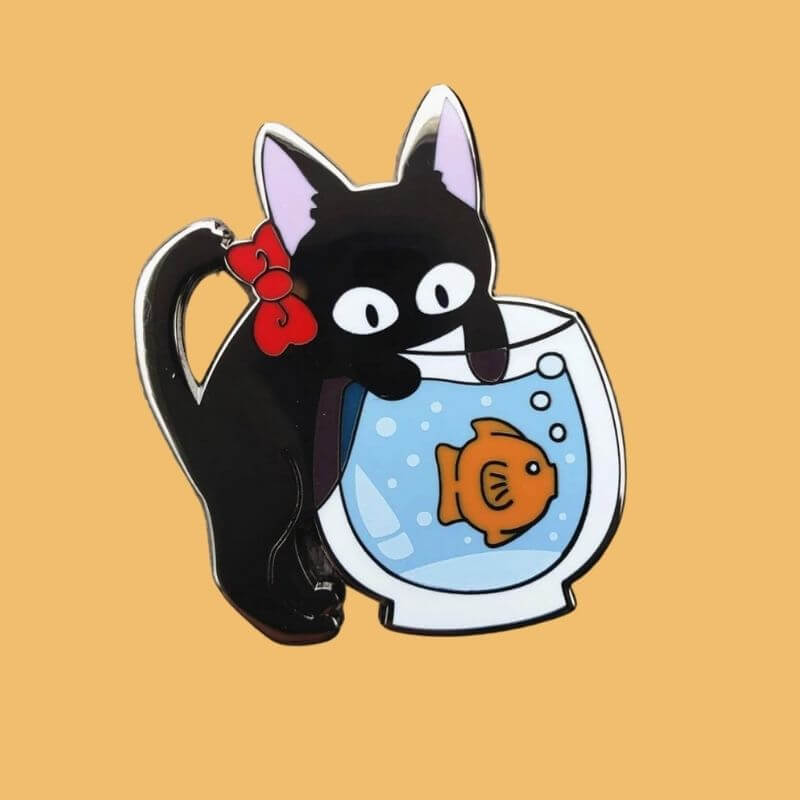Black Cat Jiji Catch Fish Pin Kikis Delivery Service Pin