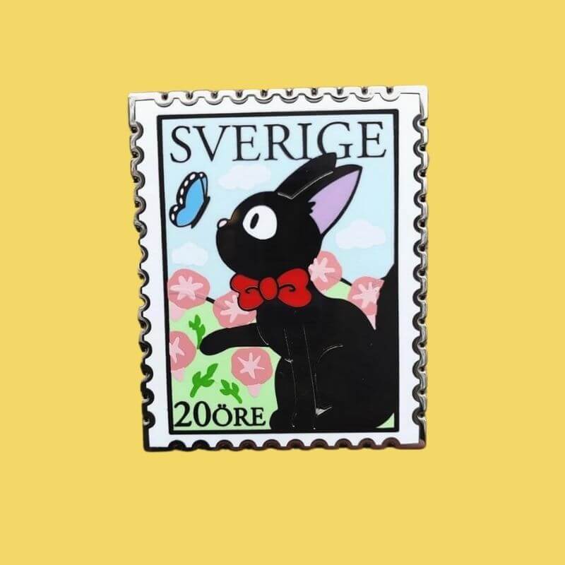 Black Cat Jiji Postage Stamp Pin Kikis Delivery Service Pin